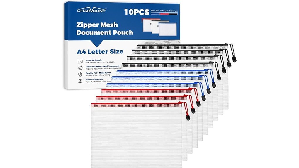 charmount a4 mesh zipper pouches