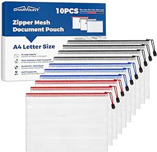 charmount a4 mesh zipper pouches