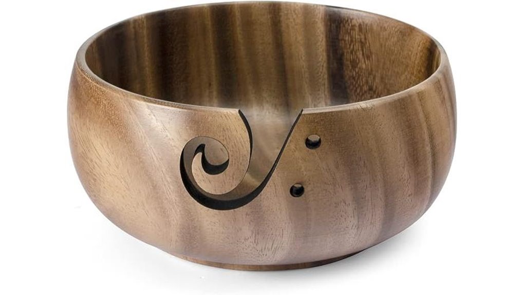 chestnut wooden yarn bowl