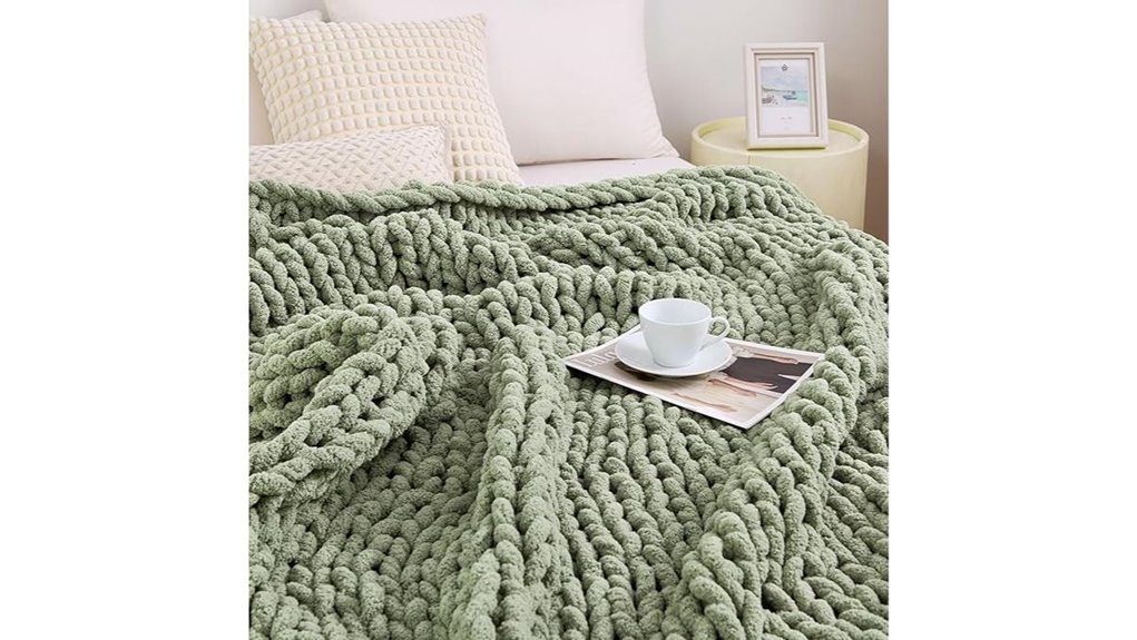 chunky sage chenille throw