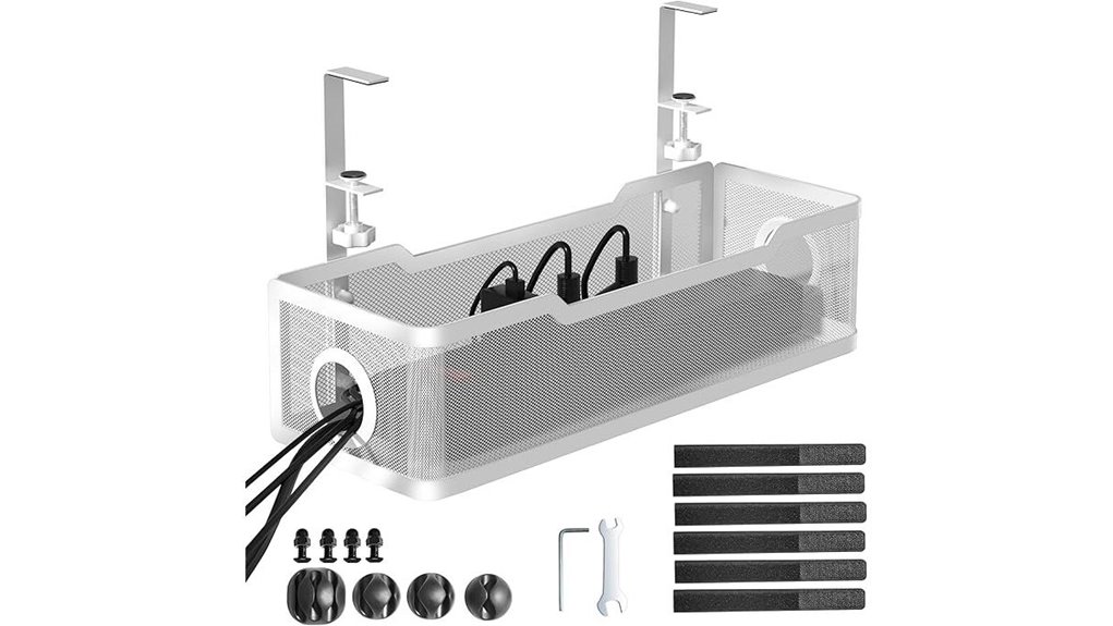 clamp mounted under desk cable tray