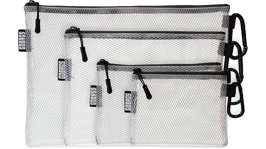 clear multi size zipper pouches