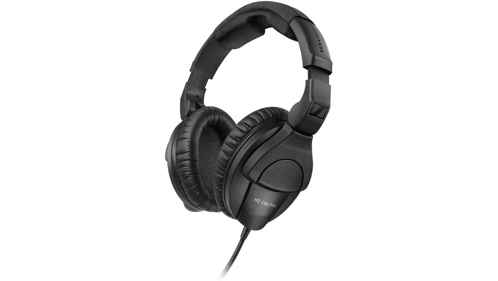 closed back black professional headphones