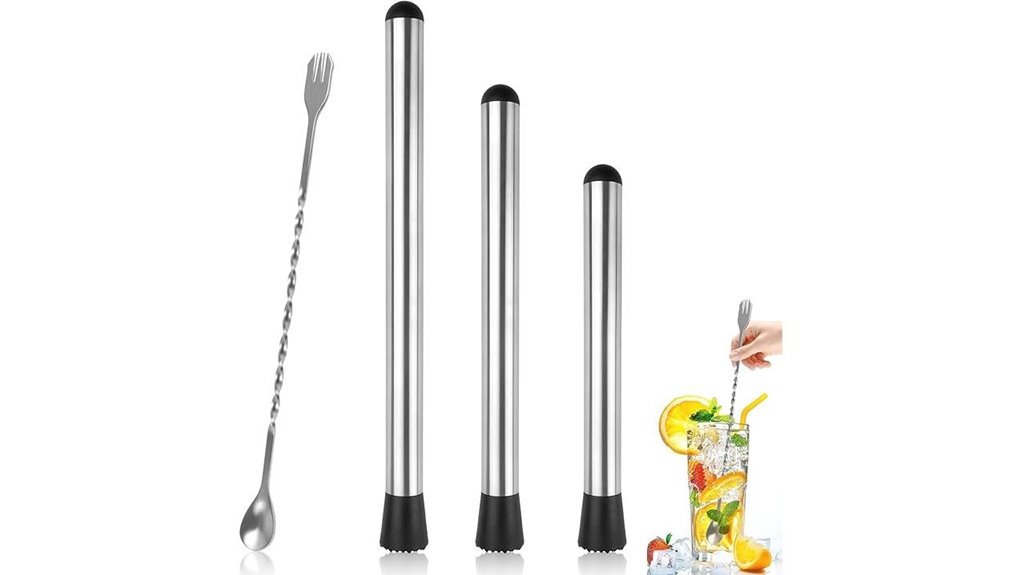 cocktail muddlers and bar spoon set