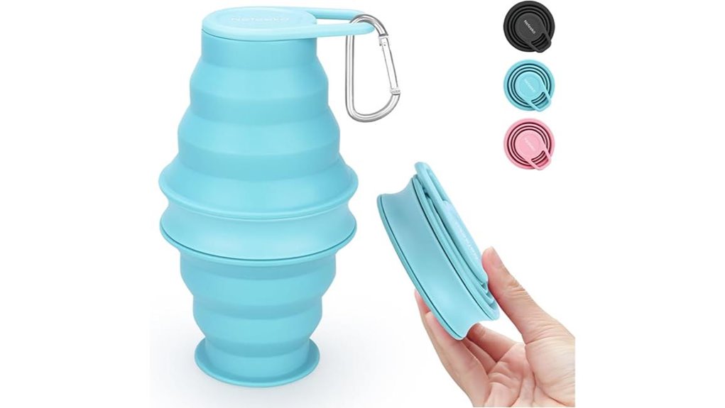 collapsible 17oz silicone bottle with carabiner