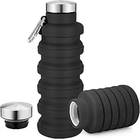 collapsible 17oz silicone water bottle