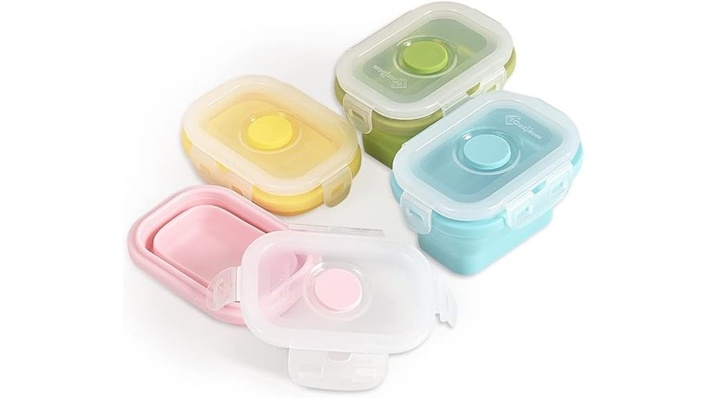 collapsible silicone portion control containers