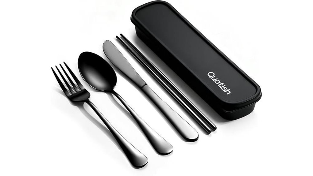 compact 5 piece stainless travel utensil