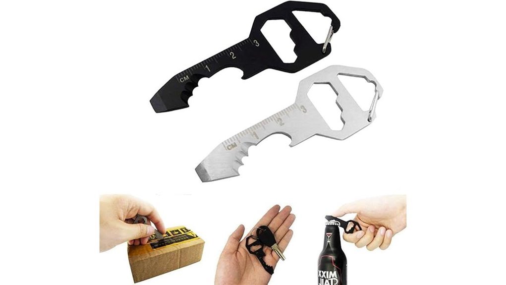 compact 6 in 1 stainless keychain