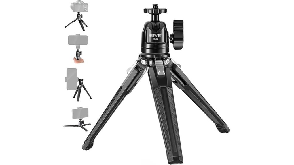 compact metal mini tripod with ballhead