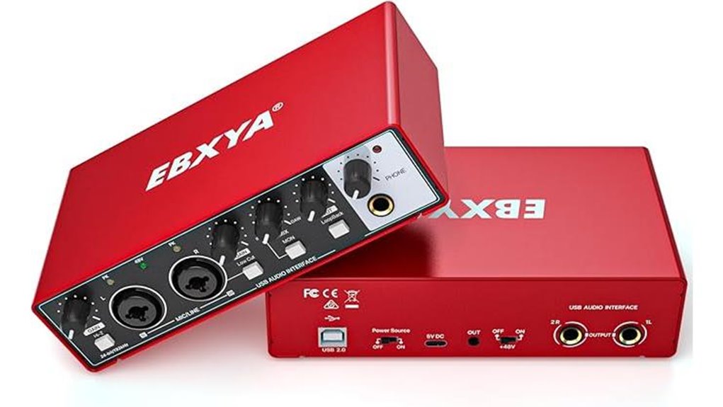 compact metallic red usb audio interface