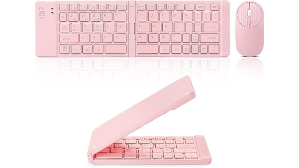 compact pink keyboard and mouse