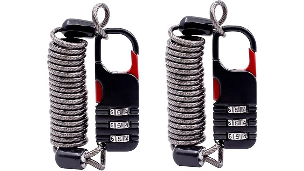 compact retractable ski cable lock