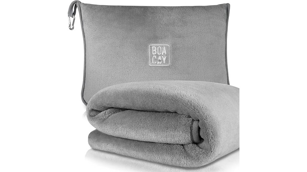 compact travel blanket with pillow