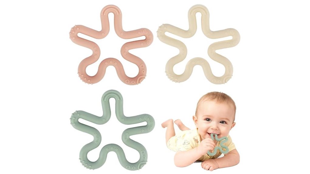 coral flower silicone teething rings