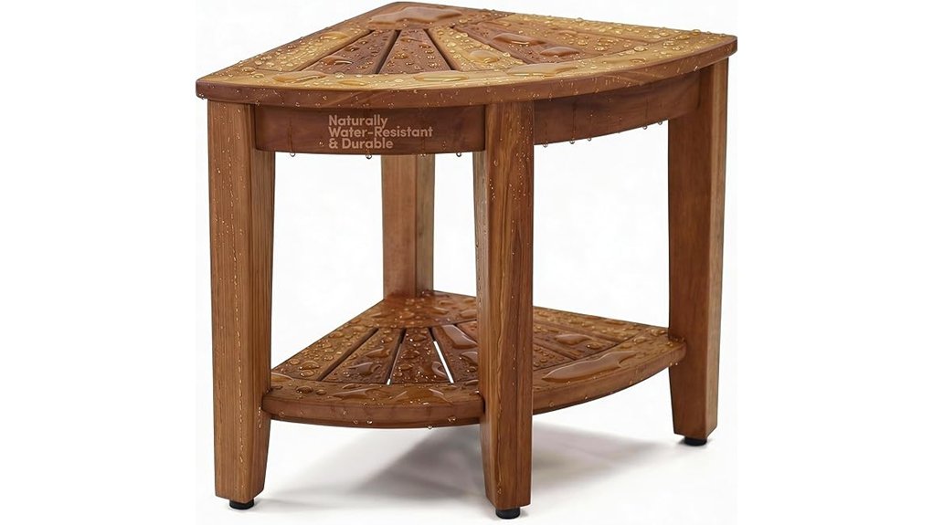 corner teak shower bench
