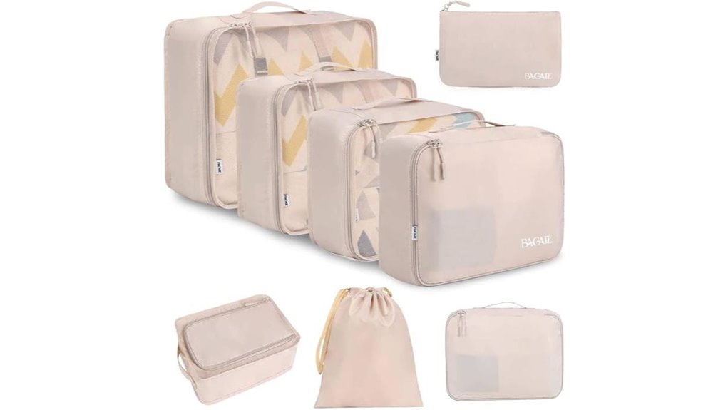 cream 8 piece packing cubes