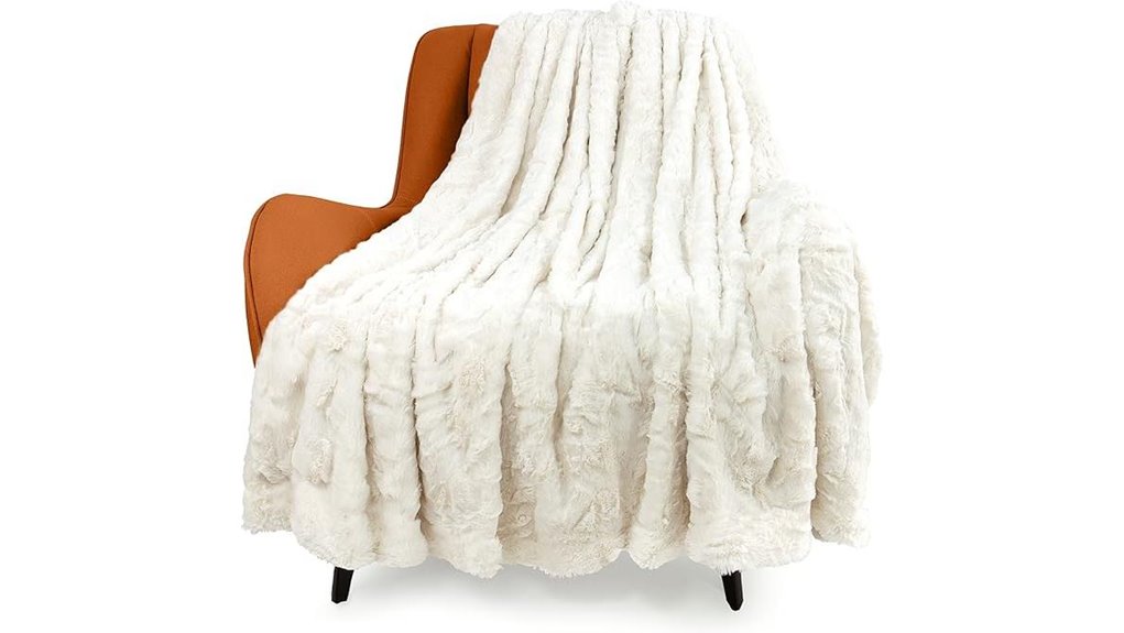 cream faux fur luxury throw