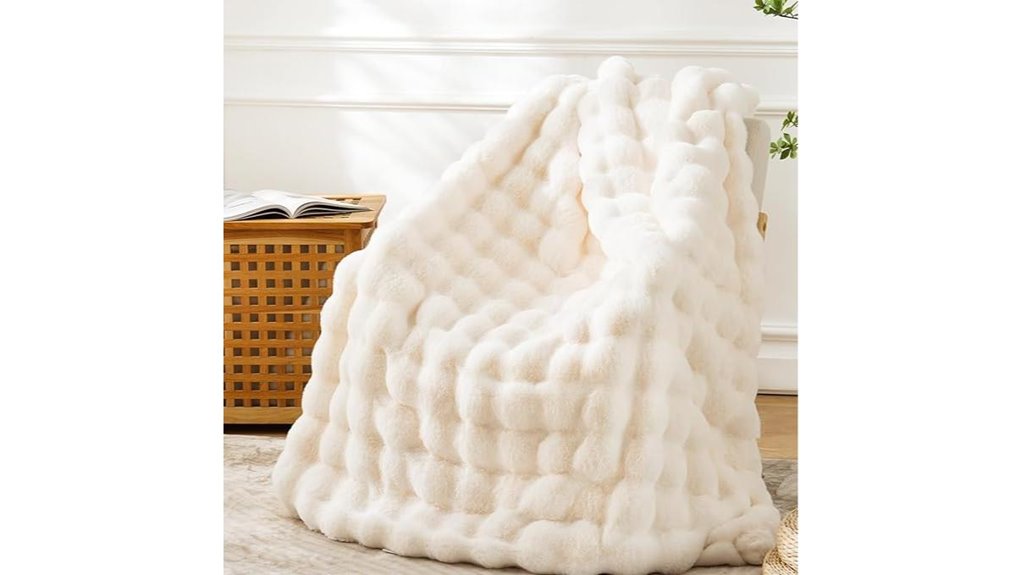 cream white faux fur throw