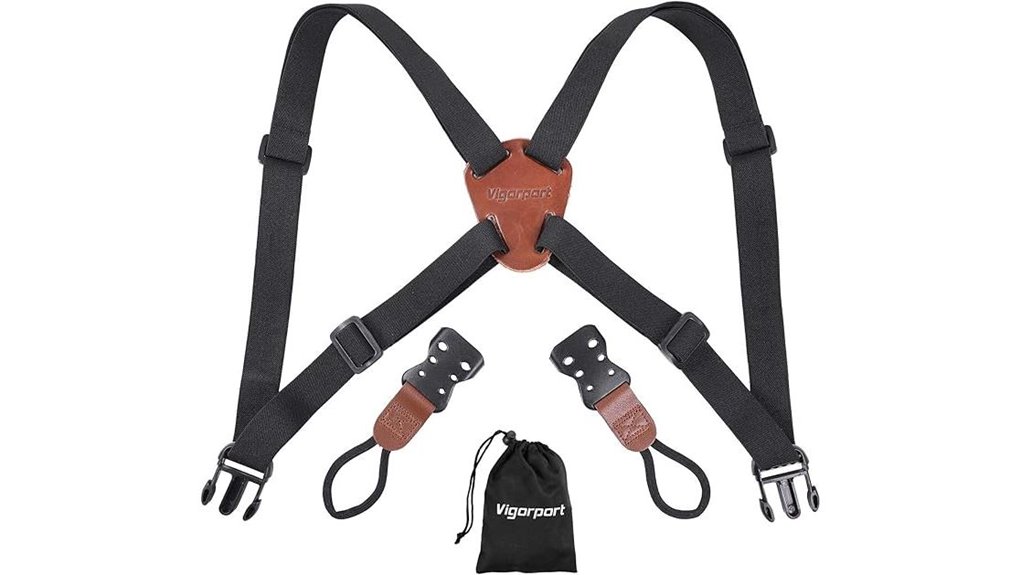 cross shoulder camera and binoculars