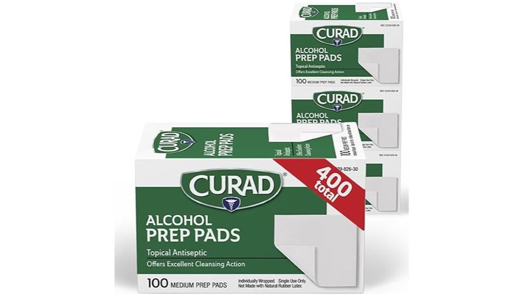 curad 400 individually wrapped alcohol prep pads