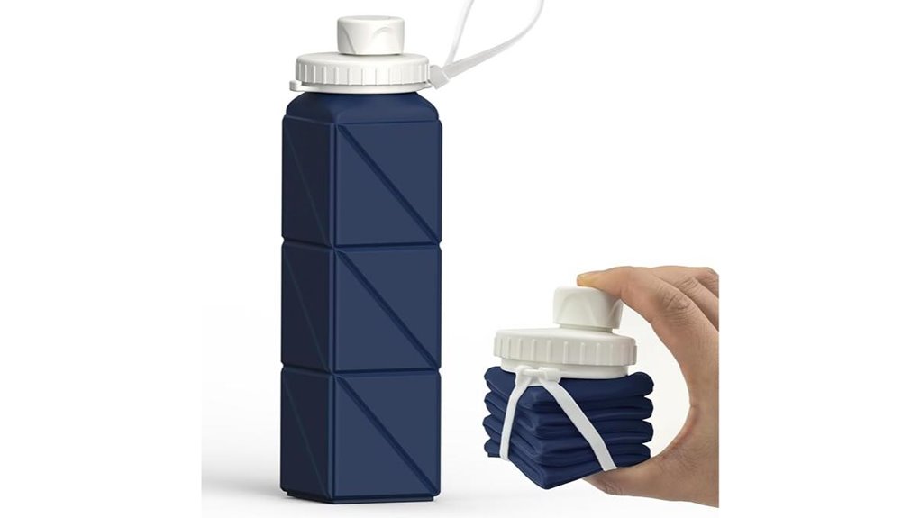 dark blue collapsible silicone bottle