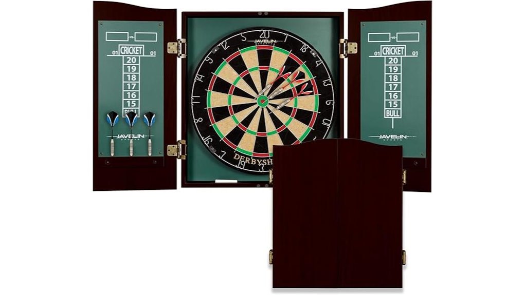 dartboard cabinet set with darts