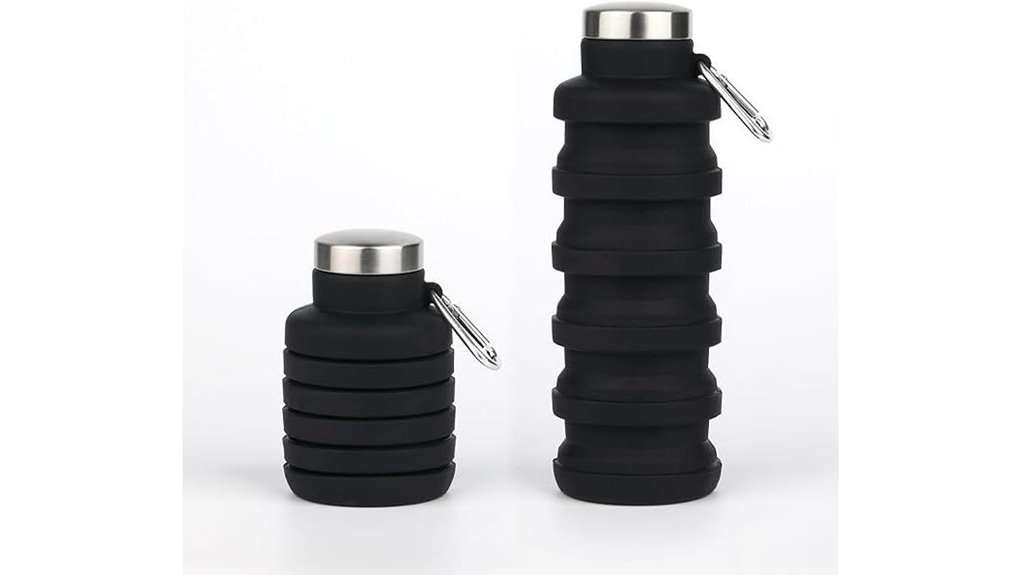 deep black collapsible silicone bottle