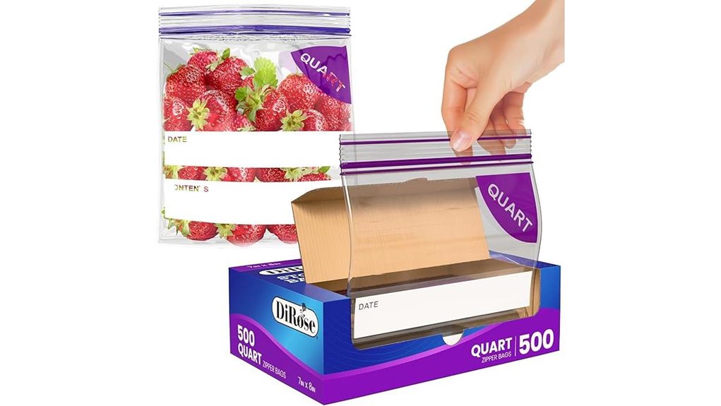 dirose 500 count quart resealable bags