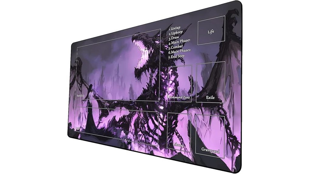 dragon themed tcg playmat with bag