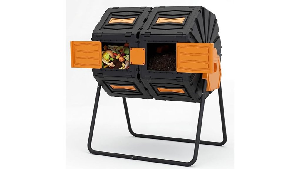 dual chamber 45 gallon rotating composter
