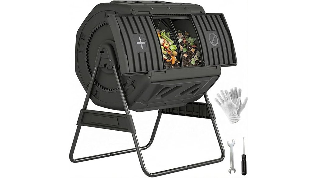 dual chamber 53 gallon compost tumbler