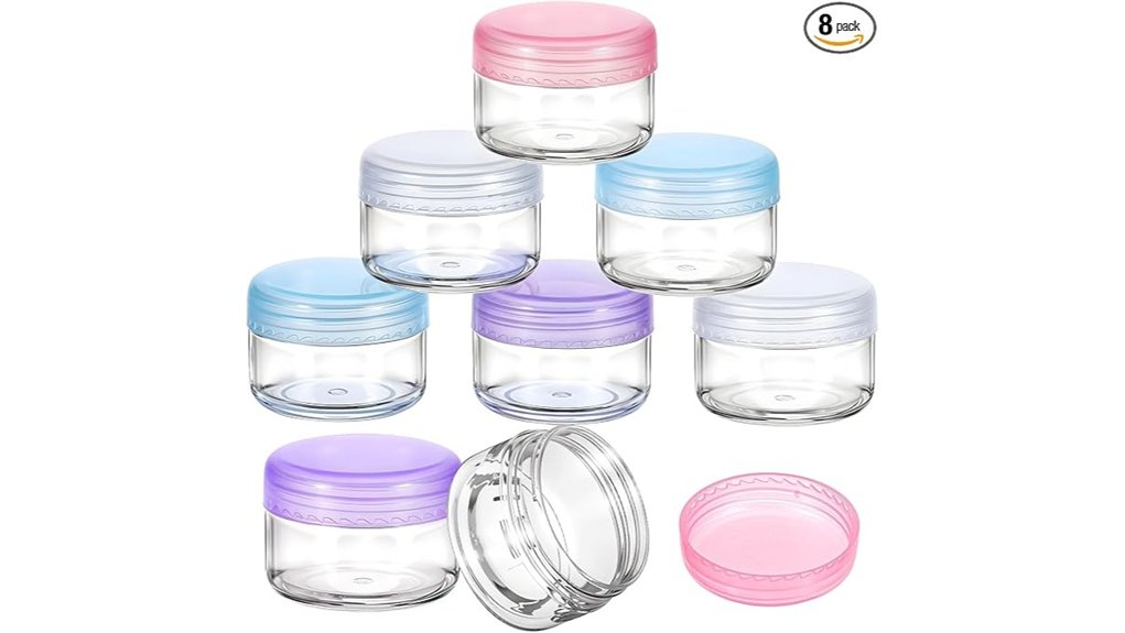 eight 1oz mini cosmetic jars