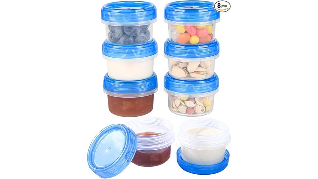 eight 2oz leakproof twist lid containers