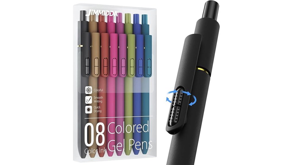 eight color 0 7mm retractable gel pens