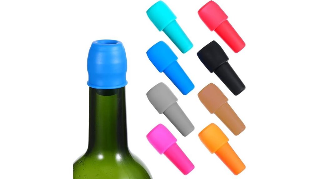 eight pack reusable silicone wine stoppers
