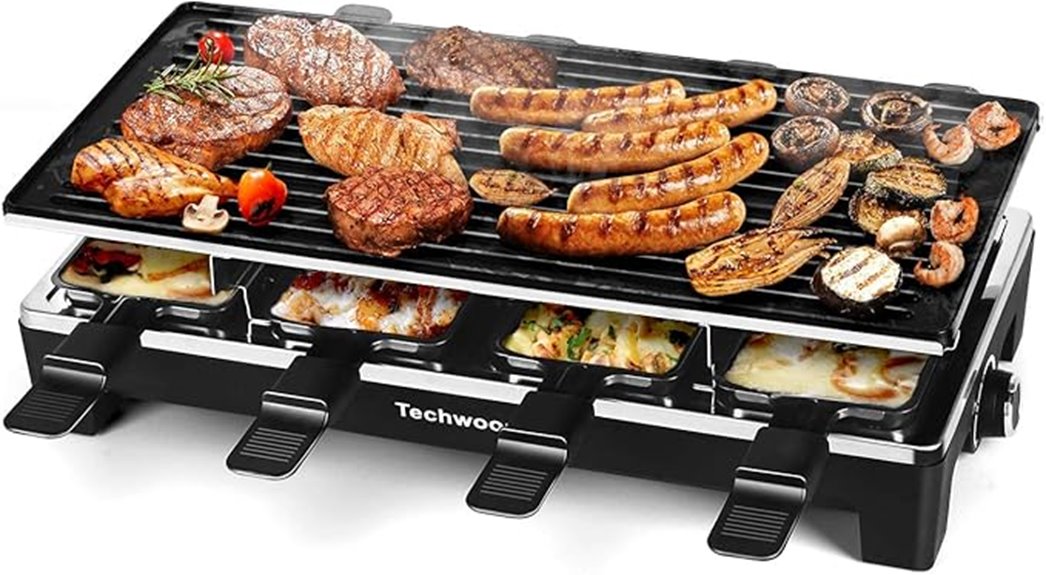 eight pan raclette grill set