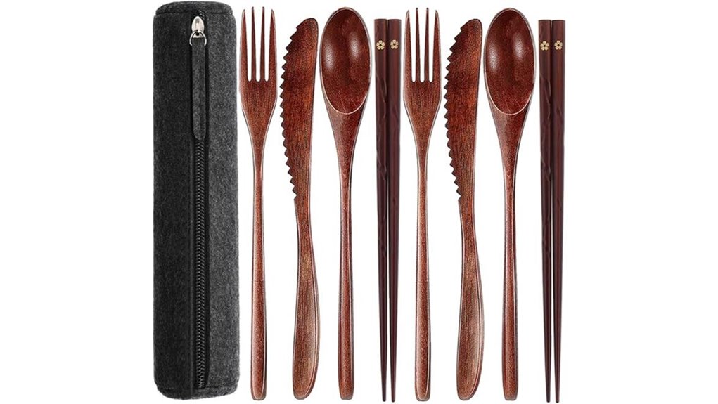 eight piece bamboo travel utensil set
