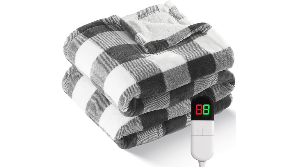 electric sherpa buffalo plaid blanket
