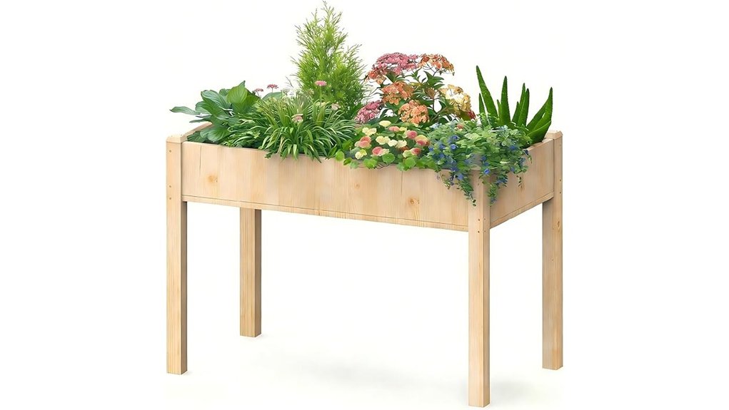 elevated wooden garden bed