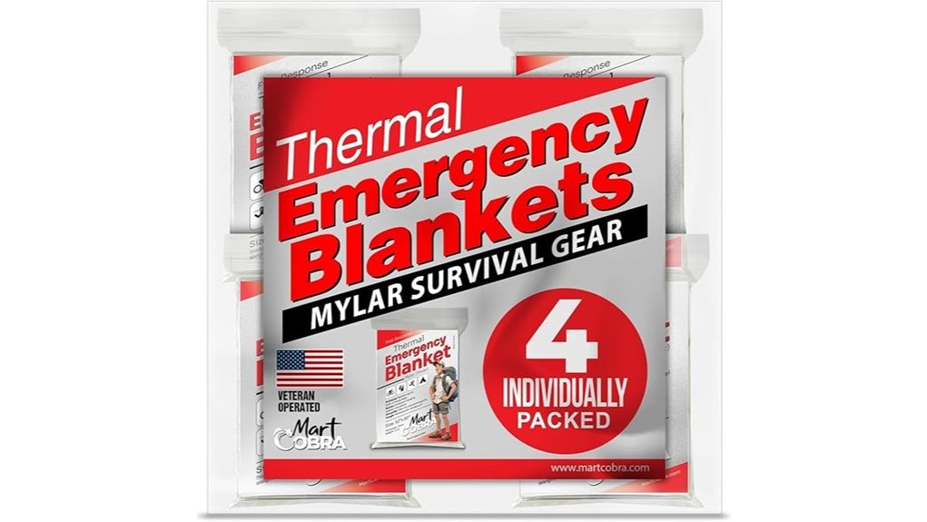emergency mylar survival blankets 4 pack