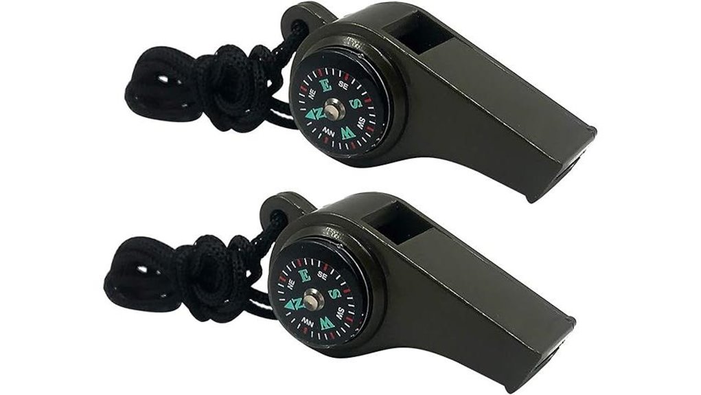 emergency whistles with compass