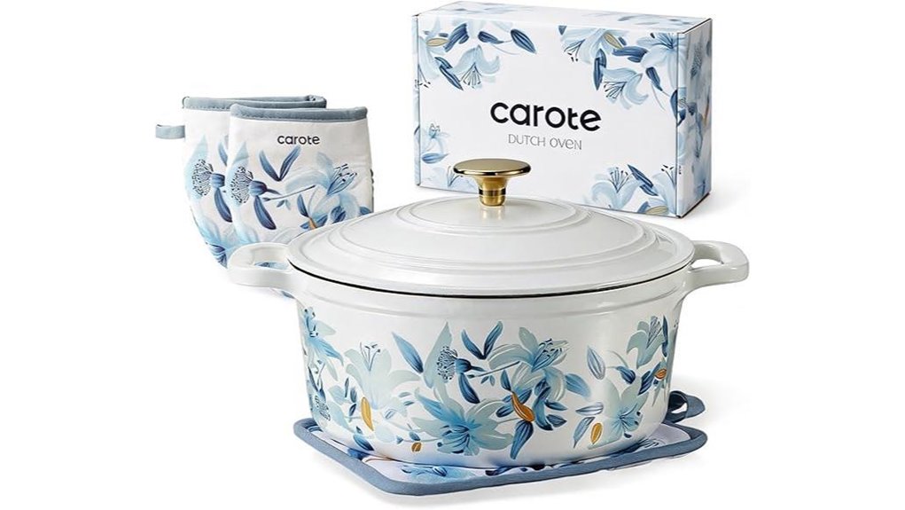 enameled five quart cast iron dutch oven