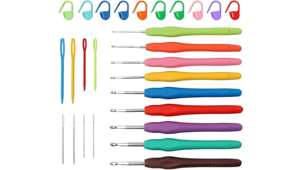 ergonomic 9 piece aluminum crochet set