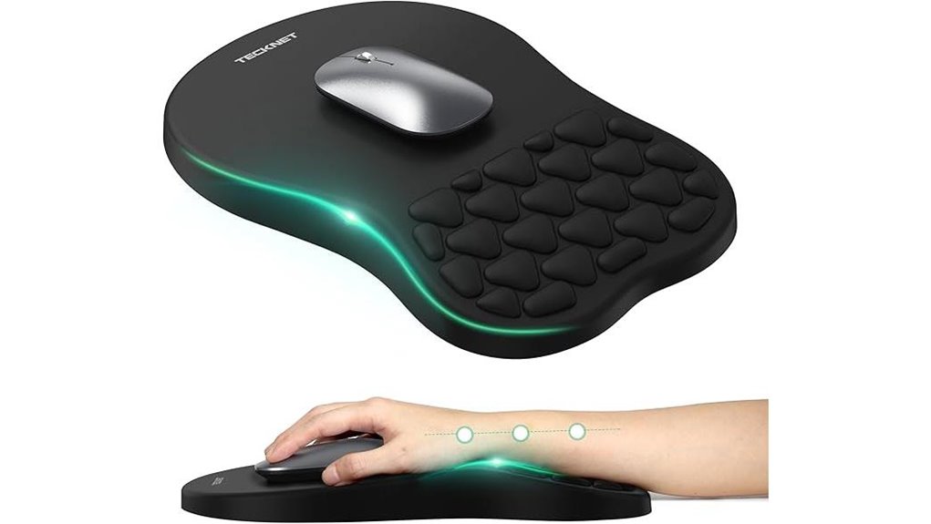 ergonomic memory foam mousepad with wristrest