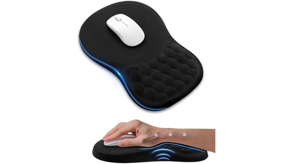 ergonomic memory foam mousepad with wristrest
