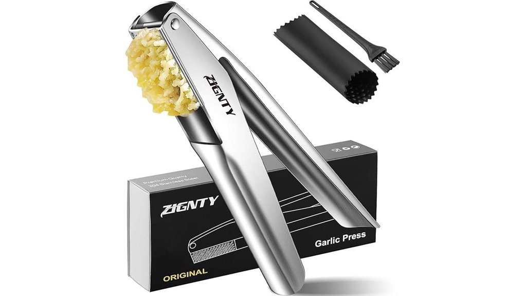 ergonomic stainless steel garlicpress