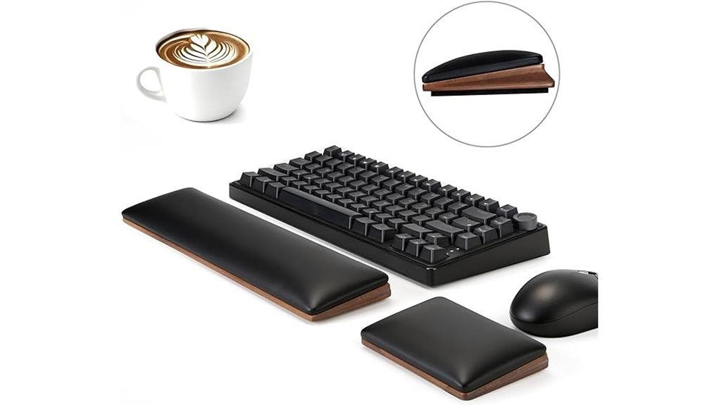 ergonomic wooden keyboard wristrest set