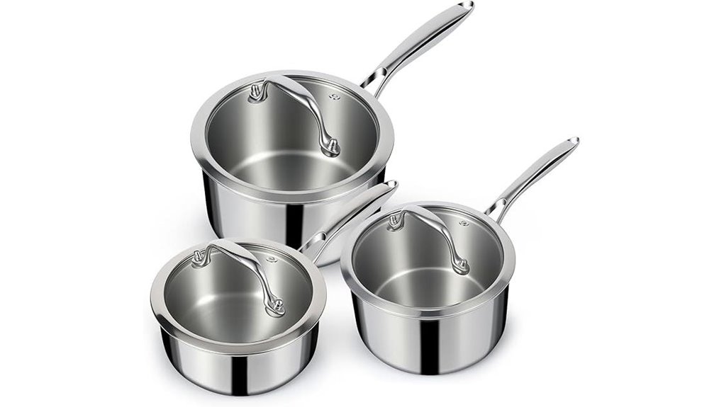 ewfen three piece stainless saucepans