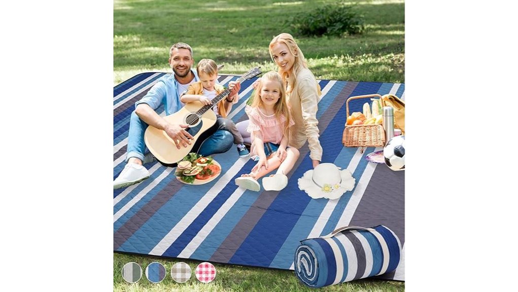 extra large blue waterproof picnic blanket